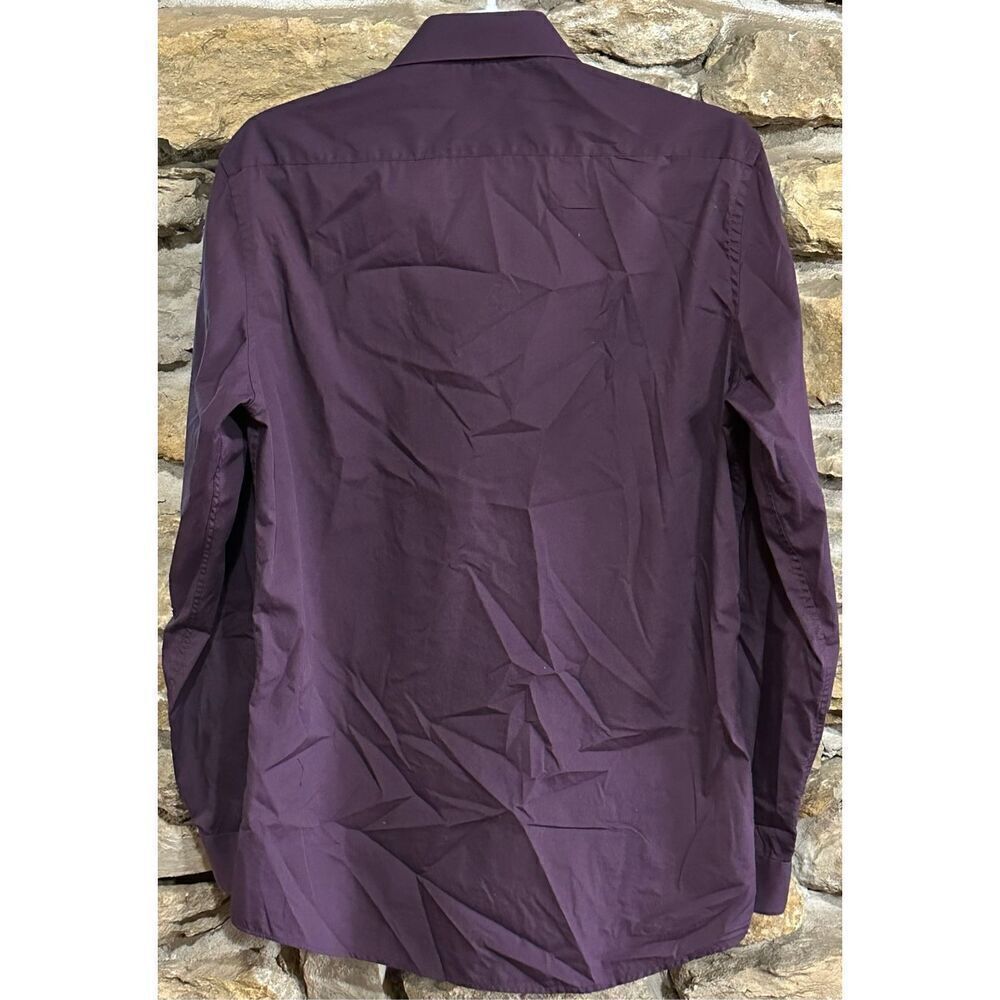 Men’s Long Sleeve Bespoke Button Down Maroon Dress Shirt Slim Fit Sz Med 15-15.5 - Picture 2 of 3